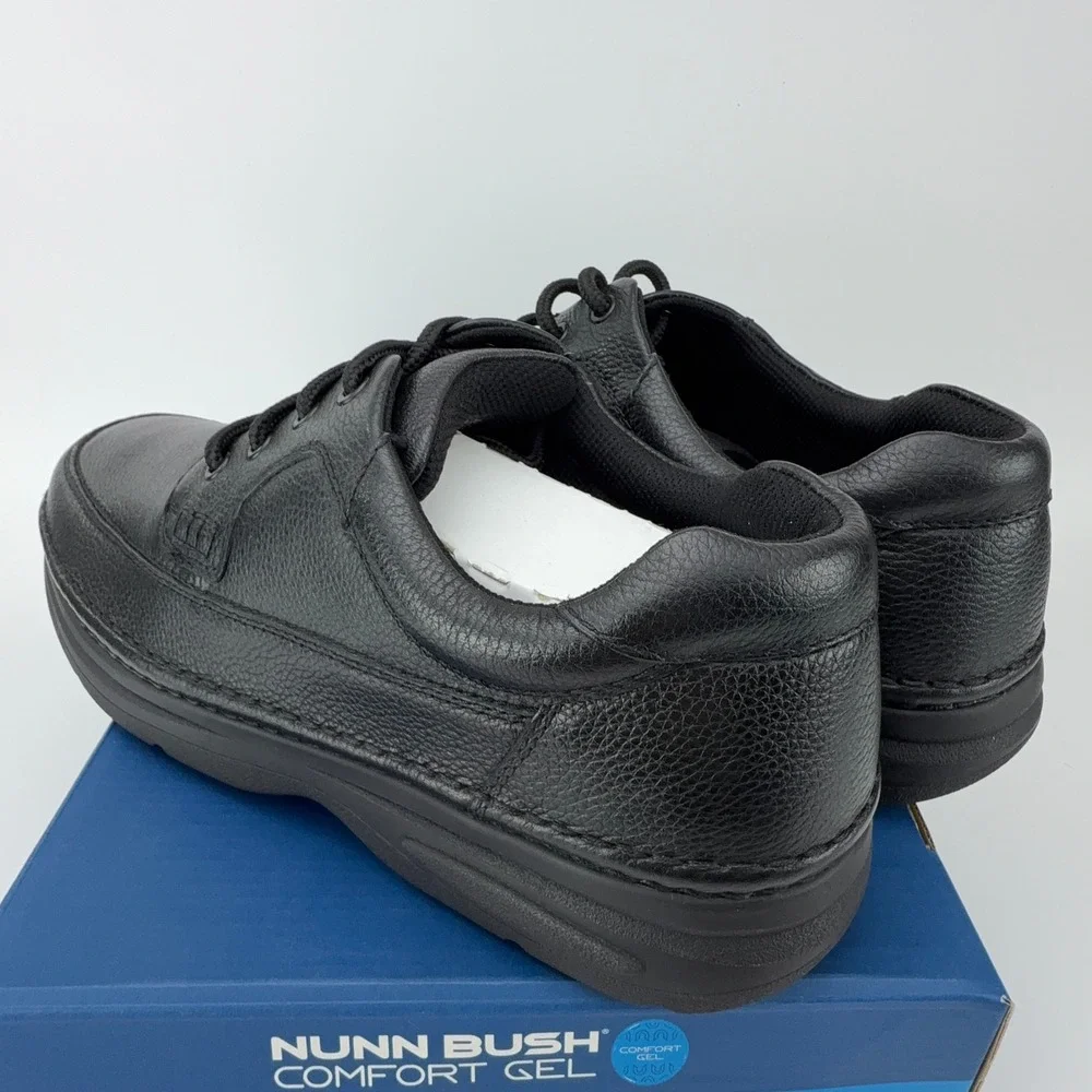 Nunn Bush Cameron Black Tumble Leather Comfort‎ Gel Oxford Shoes Mens 11.5M NIB